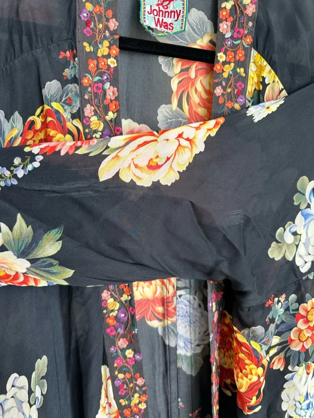 JOHNNY WAS Jazzy Kimono-Style Printed Jacket Size 1X floral embroidered